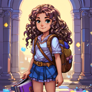 Sofia, a semideusa filha de Atena, a deusa da sabedoria, optou por itens práticos e educativos. Ela escolheu uma mochila, estojo, lancheira e cadernos da Bubu, as corujinhas sábias, além de canetas de glitter para alegrar seus passeios com os amigos e manter suas anotações impecáveis.