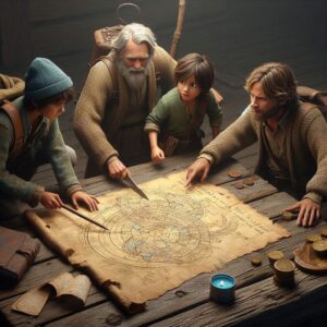 Lucas, Mcmd, Sarah e Miguel decidiram seguir um mapa antigo que haviam encontrado na Casa das Lendas